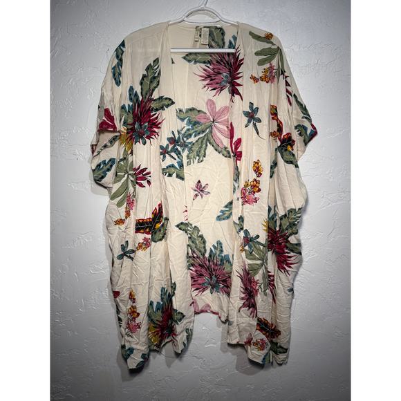 Japna floral kimono one size gypsy cottagecore fairy beachy tropical travel boho - Picture 1 of 4